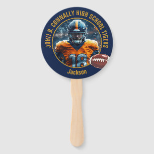 Navy Blue High School Football Player Photo Parent Hand Fan