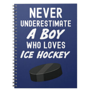 Navy Blue Hockey Gifts For Boys Player School Kids Notebook
