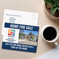 Navy Blue Home for Sale Real Estate Company Logo