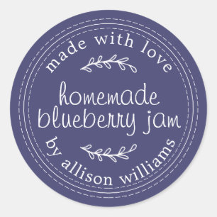 Navy Blue Homemade Blueberry Jam Label