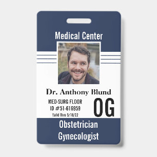 Navy Blue Hospital Clinic Medical Staff ID Badge