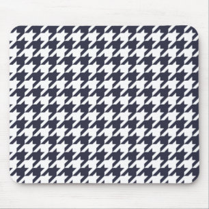 Navy Blue Houndstooth Mouse Pad