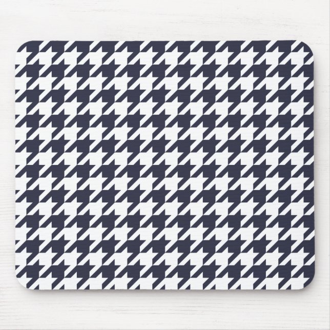 Navy Blue Houndstooth Mouse Pad (Front)