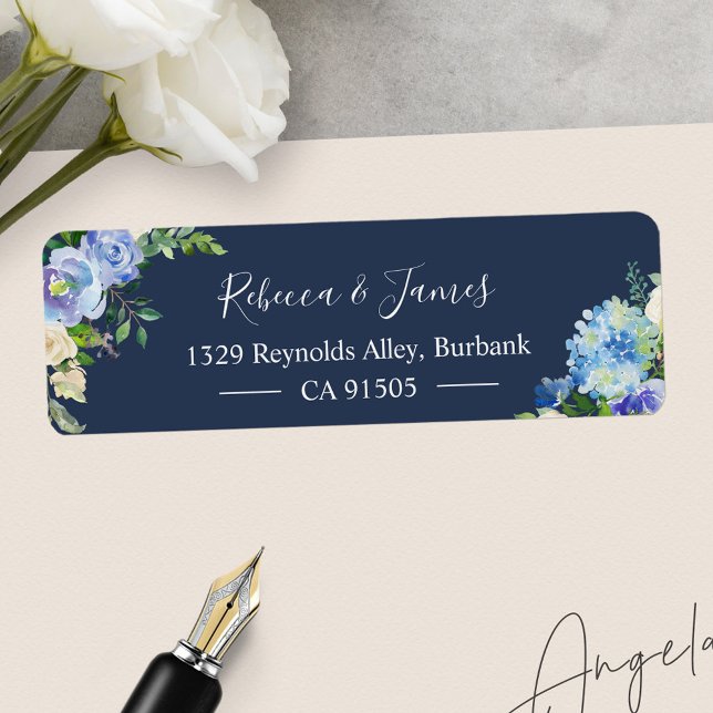 Navy Blue Hydrangeas Watercolor Bloom Floral (Creator Uploaded)