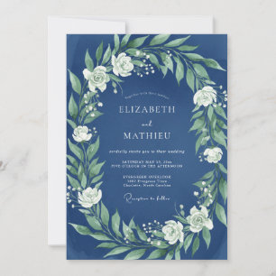 Navy Blue Immaculate Winter Wedding Invitation