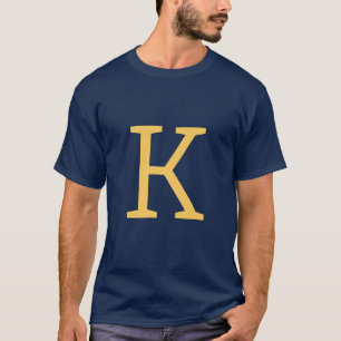 Navy Blue Initial Letter Monogram Modern Stylish T-Shirt