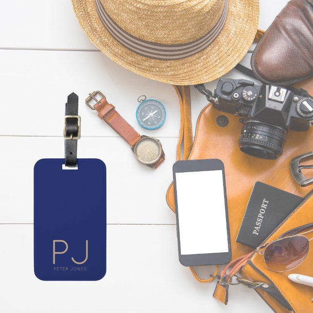 Navy Blue initial Monogram Personalized Simple  Luggage Tag (Navy Blue initial Monogram Personalized Simple Luggage Tag
)
