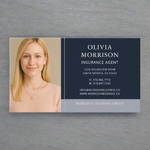 Navy Blue Insurance Agent Photo  Business Card