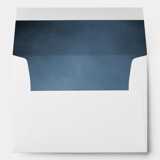Navy Blue Interior Wedding Invitation Envelope (Back (Bottom))