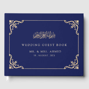 Navy Blue Islamic Muslim Wedding Guest Book
