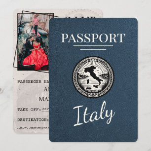 Navy Blue Italy Passport Save The Date