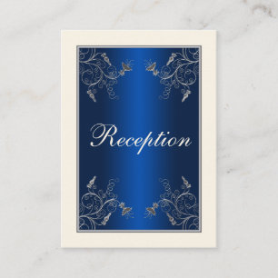 Navy Blue, Ivory, and Silver Floral Enclosure Card
