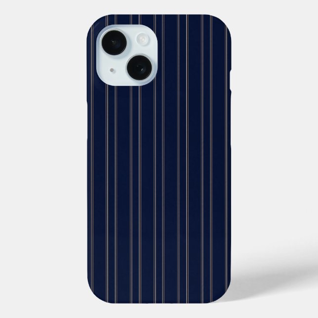 Navy Blue Ivory Gold Pinstripes Case-Mate iPhone Case (Back)