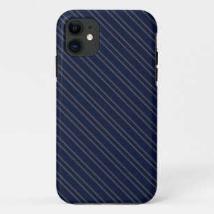 Navy Blue Ivory Gold Pinstripes Case-Mate iPhone Case