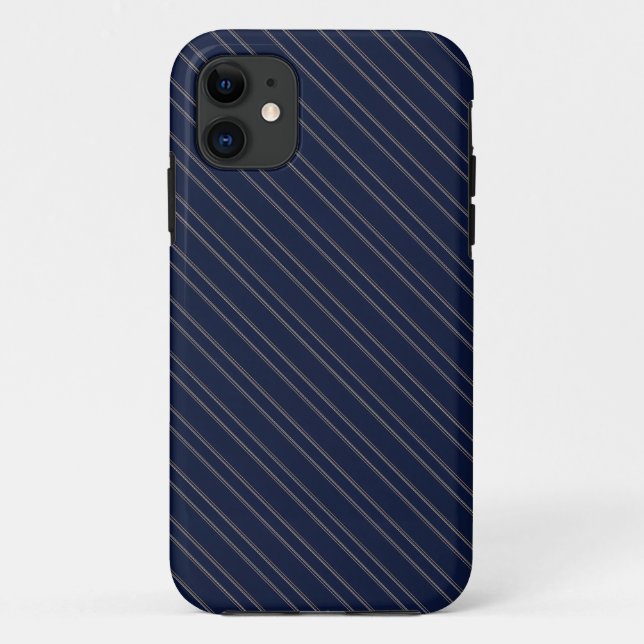 Navy Blue Ivory Gold Pinstripes Case-Mate iPhone Case (Back)