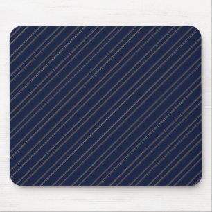 Navy Blue Ivory Gold Pinstripes Mouse Pad