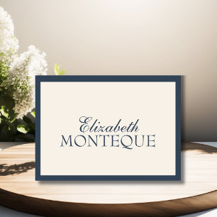 Navy Blue Ivory Old Money Wedding Place Card