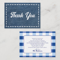 Navy Blue Jean Baby Boy Baby Shower Thank You