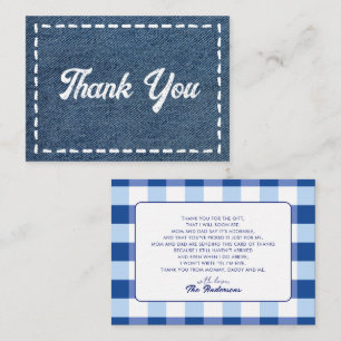 Navy Blue Jean Baby Boy Baby Shower Thank You Card