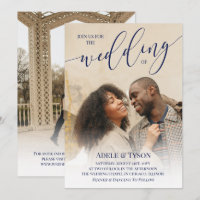 Navy Blue Join Us Photo Double Sided Wedding