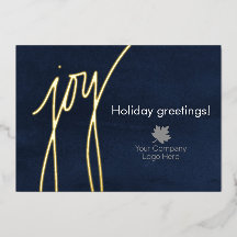 Navy Blue Joy Holiday Corporate Logo Imprinted