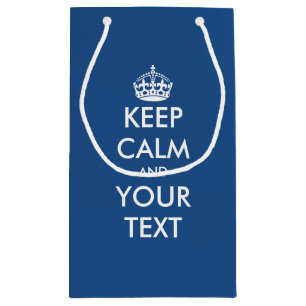 Navy blue Keep calm your text wedding favour bag