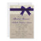 Navy Blue Lace Burlap Bridal Shower Invitation