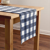 Navy Blue Large Classic Gingham Check Plaid