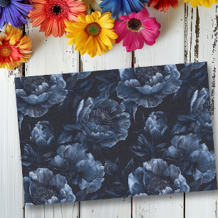 Navy Blue Large Peonies Tissue Paper