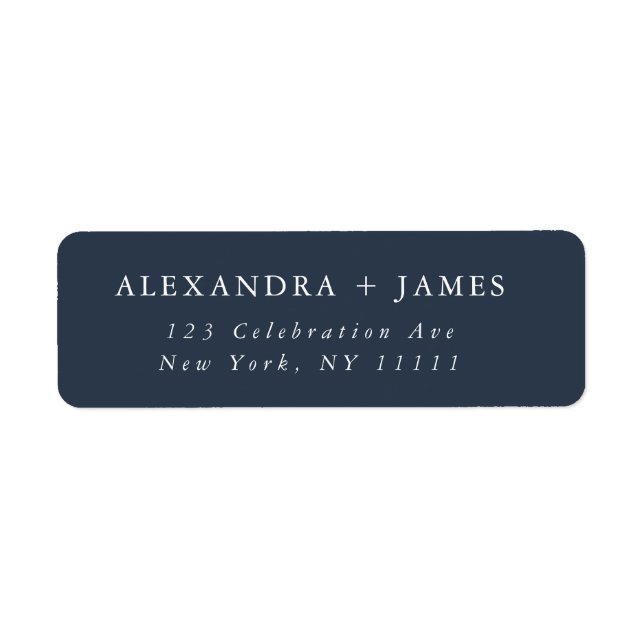 Navy Blue Large Text Modern Return Address Label (Front)