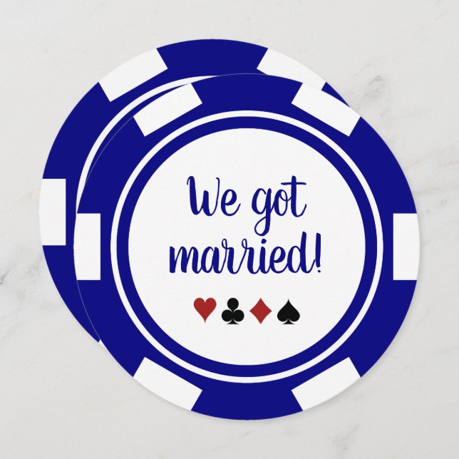 Navy Blue Las Vegas Wedding Elopement Announcement (Front/Back)