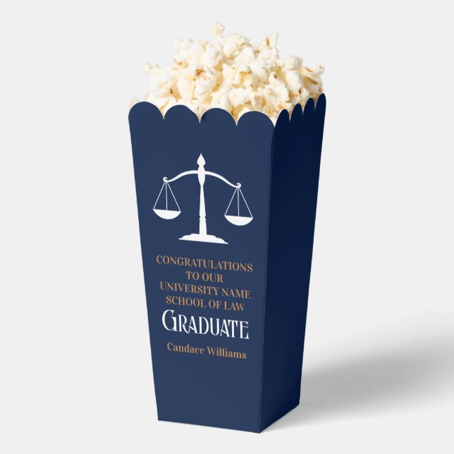 Navy Blue Law School Graduation Party Popcorn Favour Box (Popped)