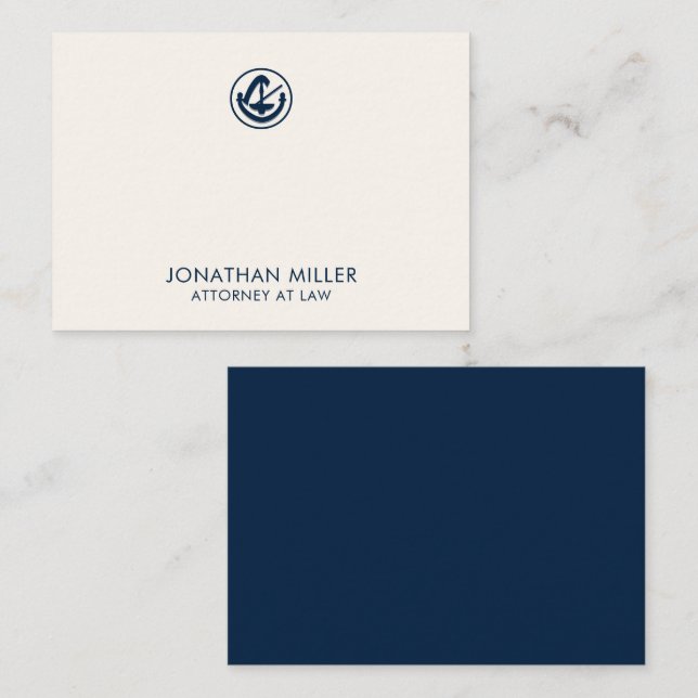 Navy Blue Legal Emblem Note Card (Front/Back)