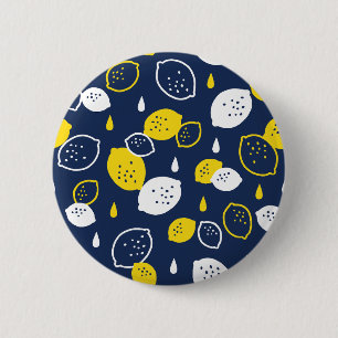  Navy Blue Lemon Art – Refreshing Citrus Design 6 Cm Round Badge