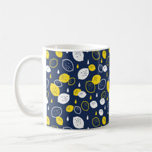  Navy Blue Lemon Art – Refreshing Citrus Design Coffee Mug