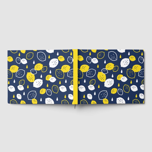  Navy Blue Lemon Art – Refreshing Citrus Design Guest Book (Full)