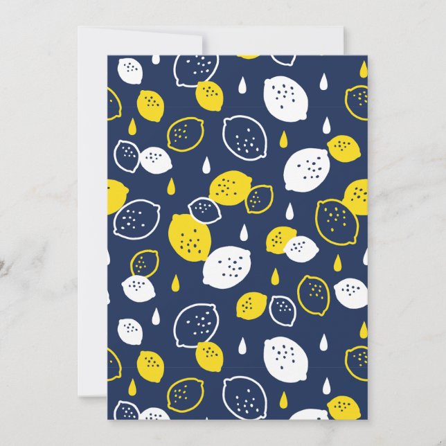  Navy Blue Lemon Art – Refreshing Citrus Design Holiday Card (Front)