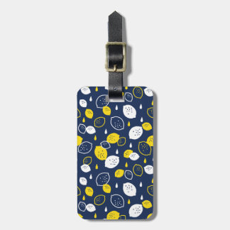 Navy Blue Lemon Art – Refreshing Citrus Design Luggage Tag