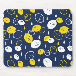Navy Blue Lemon Art – Refreshing Citrus Design Mouse Pad