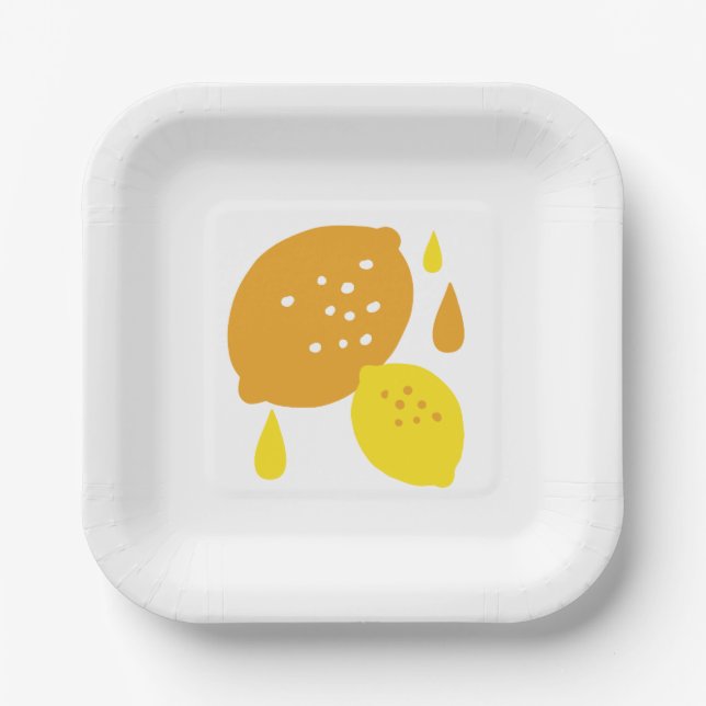  Navy Blue Lemon Art – Refreshing Citrus Design Paper Plate (Front)