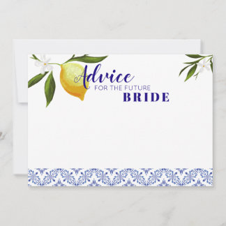 Navy Blue & Lemons Advice for the future Bride Card