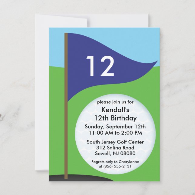 Navy Blue Let's Bogie Mini Golf Birthday Party Invitation (Front)