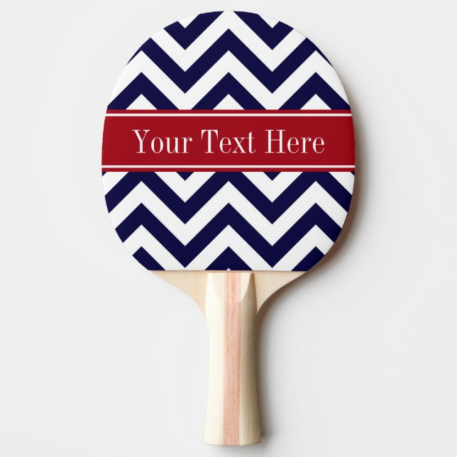 Navy Blue Lg Chevron Cranberry Name Monogram Ping Pong Paddle (Front)