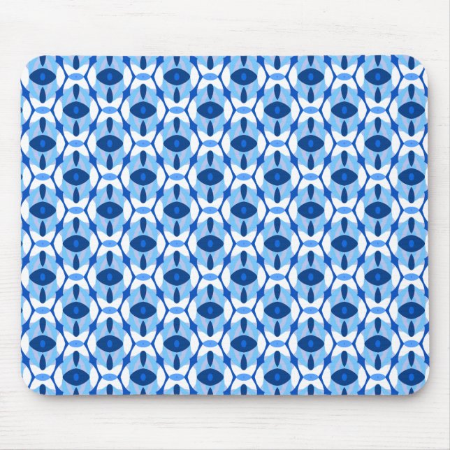 Navy Blue & Light Blue Abstract Geometric  Mouse Pad (Front)