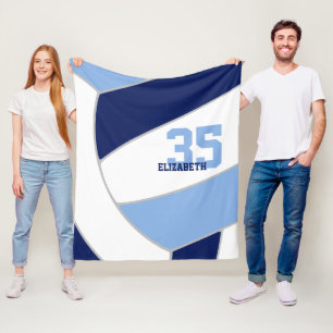 navy blue light blue ginormous volleyball fleece blanket