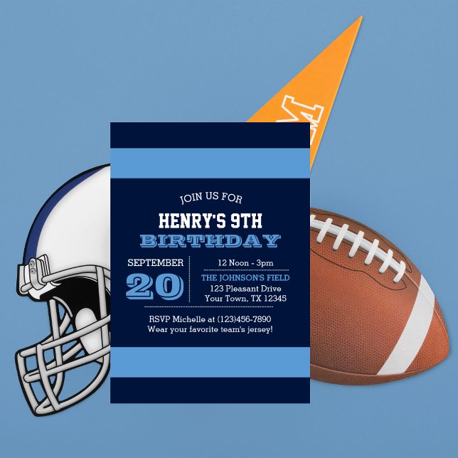 Navy Blue Light Blue Team Birthday Invitation (Creator Uploaded)