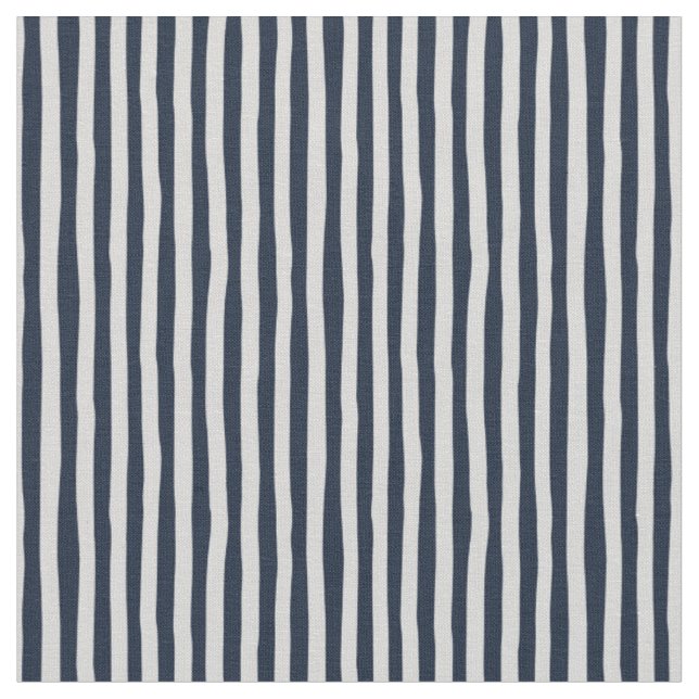 Navy Blue & Light Gray Wonky Stripes Fabric (Close Up)