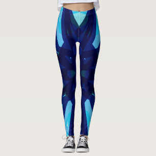 Navy Blue Light Pattern Yoga Gym Fitness Exercise Leggings