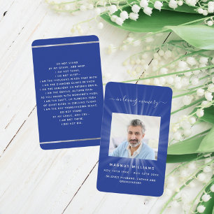 Navy blue light photo funeral prayer card