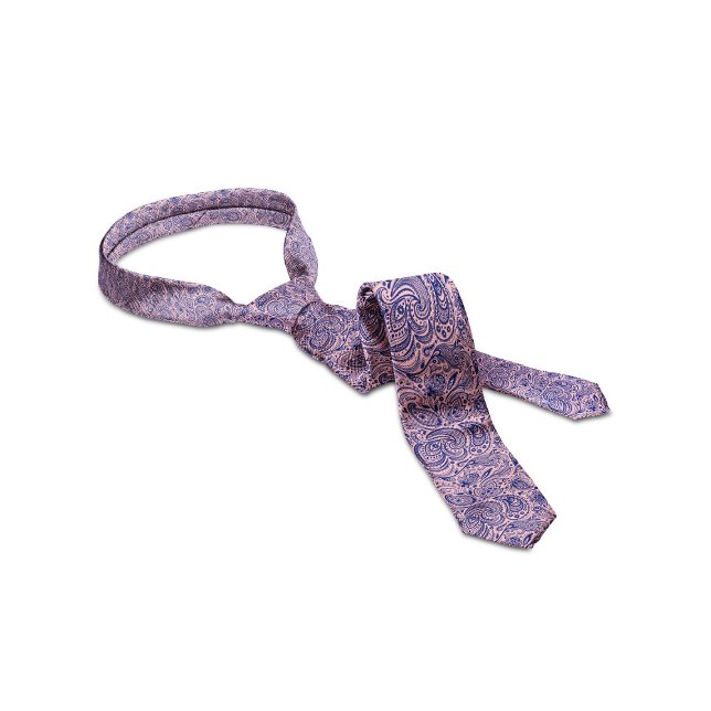 Navy Blue & Light Pink Floral Paisley Pattern Tie (Creator Uploaded)